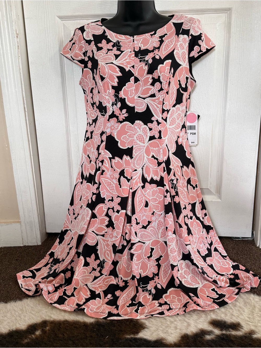 Studio One Black Top with Pink Stripe Detail